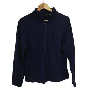 Ibex Blue Mock Neck Full Zip 100% Merino Wool Cardigan Sweater Size M Outdoor